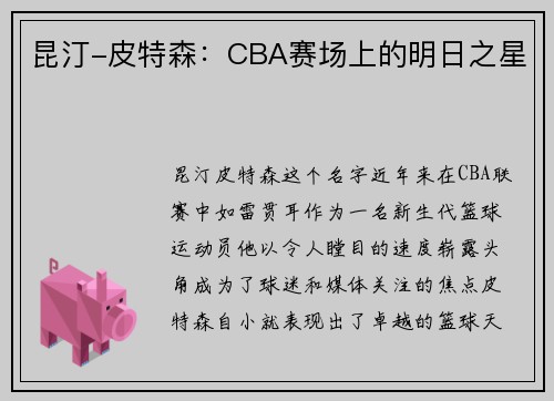 昆汀-皮特森：CBA赛场上的明日之星